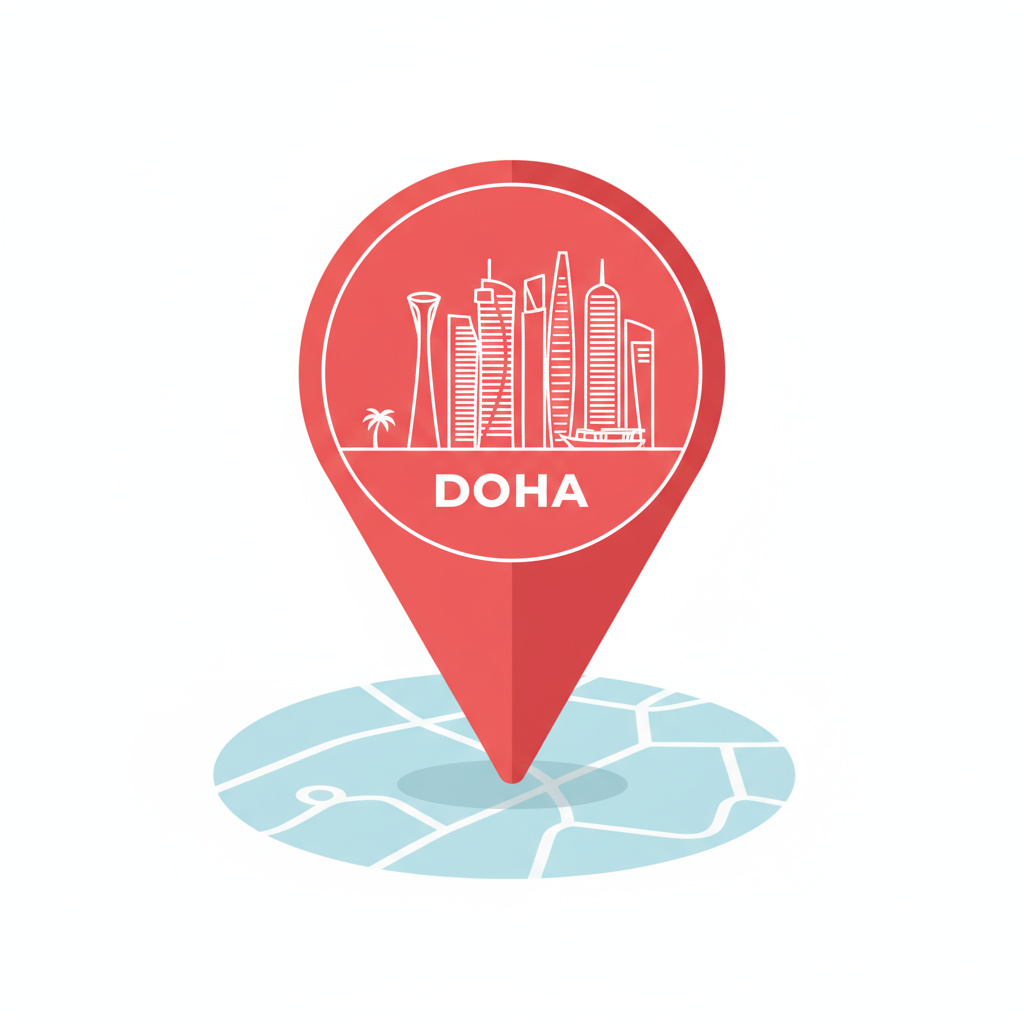 Simple map pin illustration for Doha